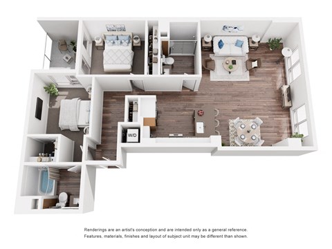 B3.1 - 2 bed 2 bath - 1263 sqft